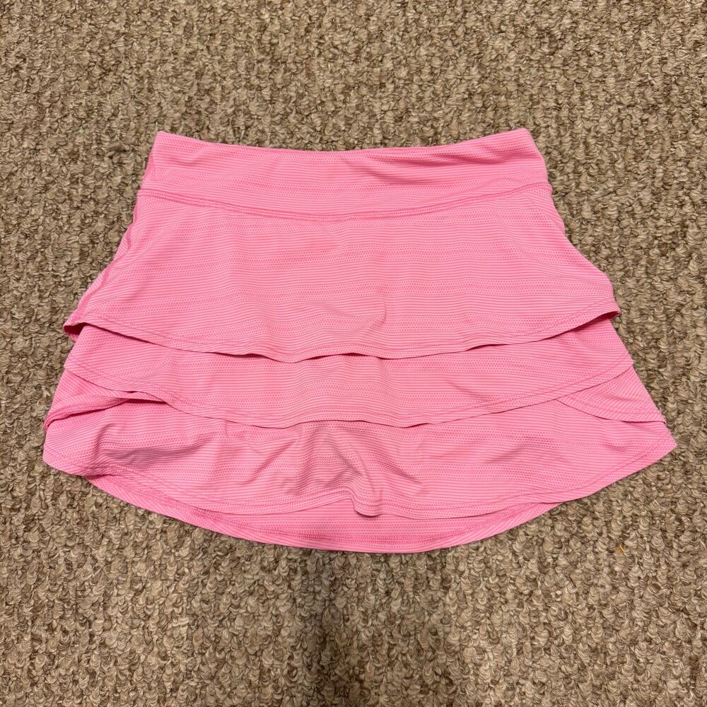 Athleta Girl | Pink Tiered Preppy Summer Activewear Mini Ruffled Skort Sz S - Picture 2 of 9